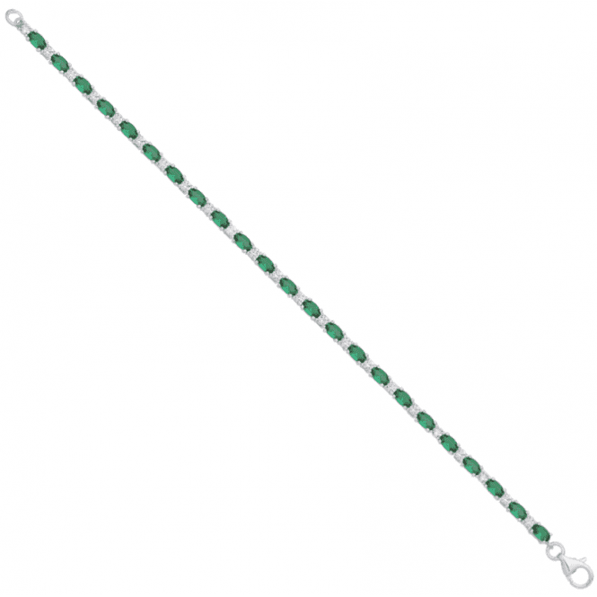 Eternity Sterling Silver Green & Cubic Zirconia Tennis Bracelet