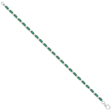 Sterling Silver Green & Cubic Zirconia Tennis Bracelet