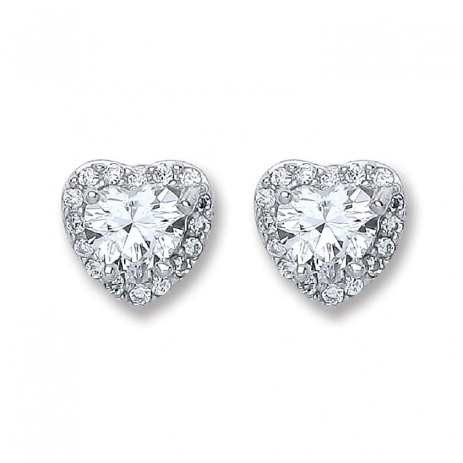 Eternity Sterling Silver Heart Cubic Zirconia Stud Earrings