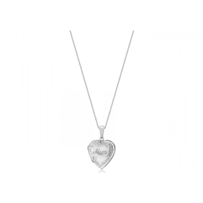 Eternity Sterling Silver Heart Shaped Mum Locket and 18'' Chain