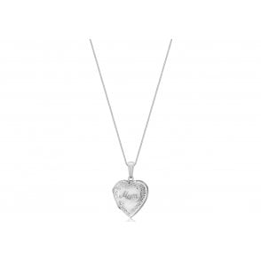 Sterling Silver Heart Shaped Mum Locket and 18'' Chain
