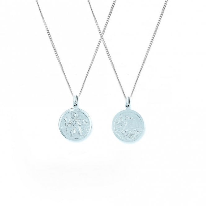 Eternity Sterling Silver Heavy St Christopher Pendant and 18'' Chain