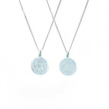 Sterling Silver Heavy St Christopher Pendant and 18'' Chain