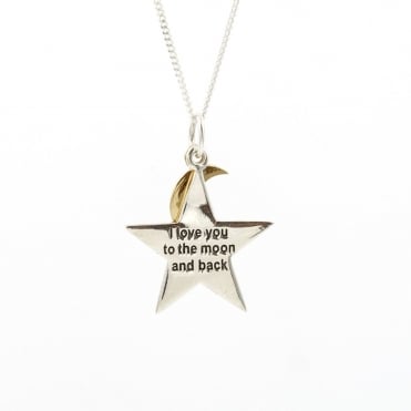 Sterling Silver 'I love you to the moon and back' Pendant and 18'' Chain