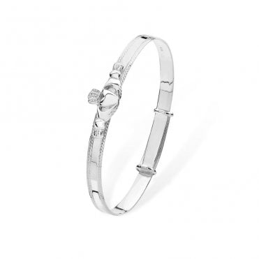 Sterling Silver Kids Claddagh Expanding Bangle