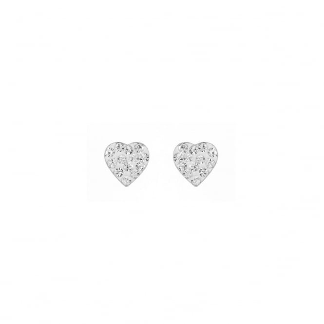 Eternity Sterling Silver Kids Crystal Heart Stud Earrings