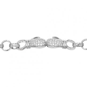Sterling Silver Kids Cubic Zirconia Boxing Glove Bracelet