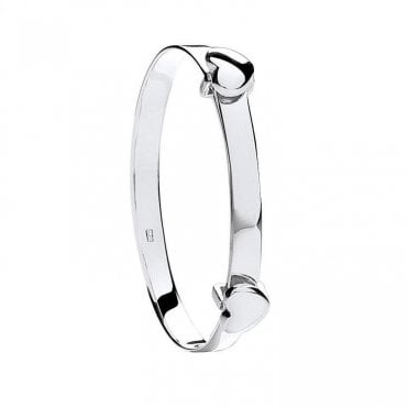 Sterling Silver Kids Expanding Double Heart Bangle