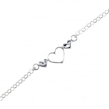 Sterling Silver Kids Heart Bracelet