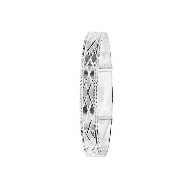 Eternity Sterling Silver Ladies Broad Diamond Cut Expanding Bangle