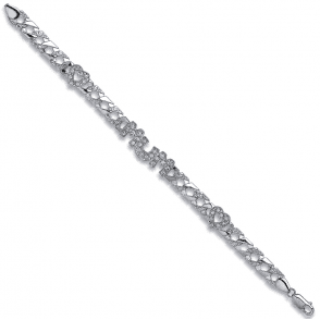 Sterling Silver Ladies Cubic Zirconia Mum Heart Curb Bracelet