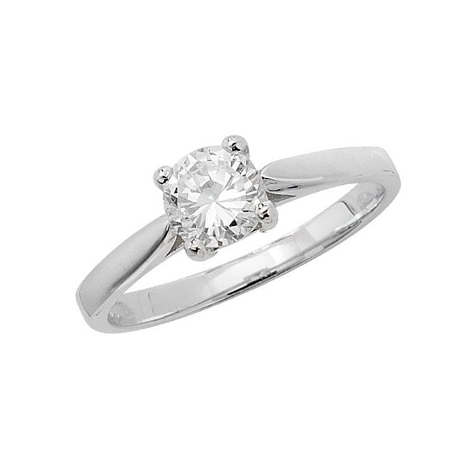Eternity Sterling Silver Ladies Cubic Zirconia Solitaire Ring Size M