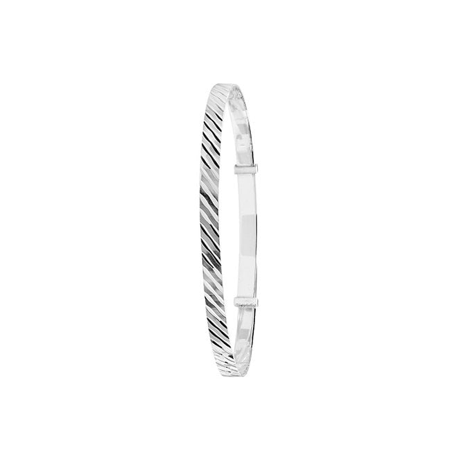 Eternity Sterling Silver Ladies Diamond Cut Expanding Bangle