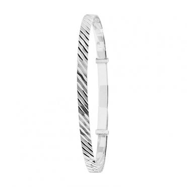 Sterling Silver Ladies Diamond Cut Expanding Bangle
