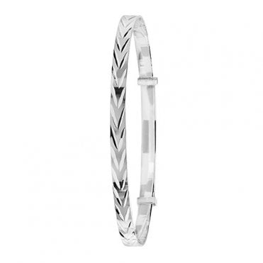Sterling Silver Ladies Diamond Cut Expanding Bangle