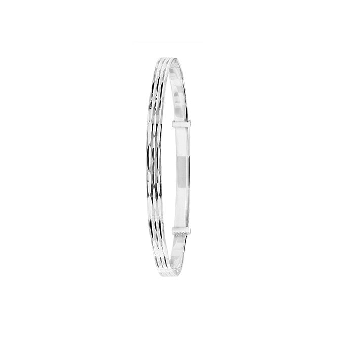 Eternity Sterling Silver Ladies Diamond Cut Expanding Bangle