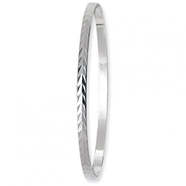 Sterling Silver Ladies Diamond Cut Slave Bangle