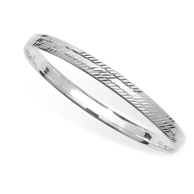 Eternity Sterling Silver Ladies Diamond Cut Slave Bangle