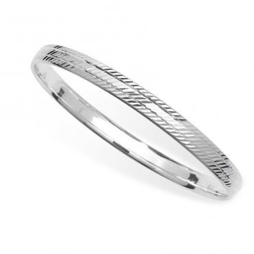 Sterling Silver Ladies Diamond Cut Slave Bangle