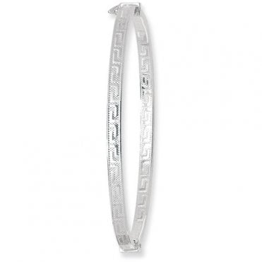 Sterling Silver Ladies Greek Key Bangle