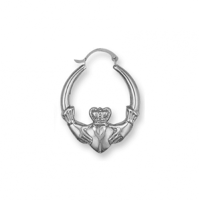 Eternity Sterling Silver Large Claddagh Creole Earrings