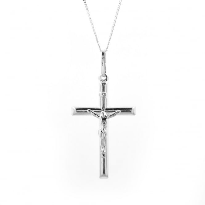Eternity Sterling Silver Large Crucifix Pendant and 18'' Chain