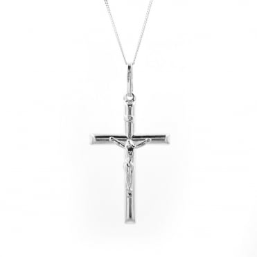 Sterling Silver Large Crucifix Pendant and 18'' Chain