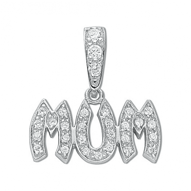 Eternity Sterling Silver Large Cubic Zirconia Mum Pendant & 18