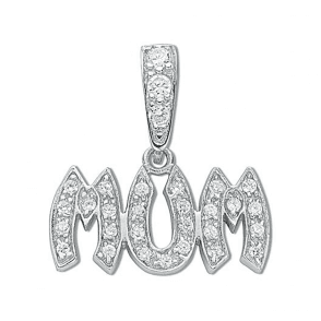 Sterling Silver Large Cubic Zirconia Mum Pendant & 18" Chain