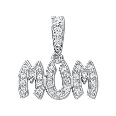Sterling Silver Large Cubic Zirconia Mum Pendant & 18" Chain