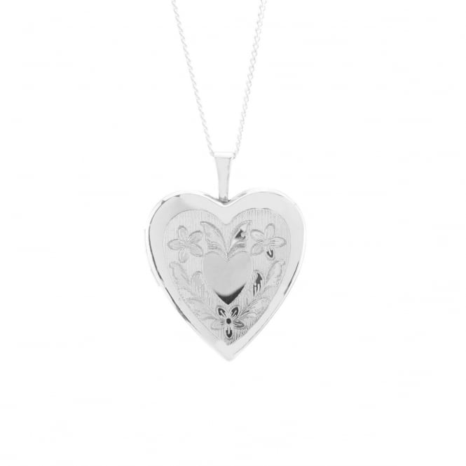 Eternity Sterling Silver Large Heart Engraved Locket and 18'' Chain