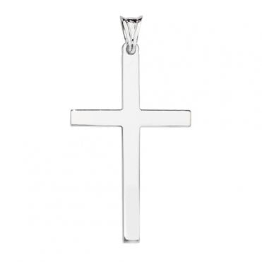 Sterling Silver Large Polished Cross Pendant