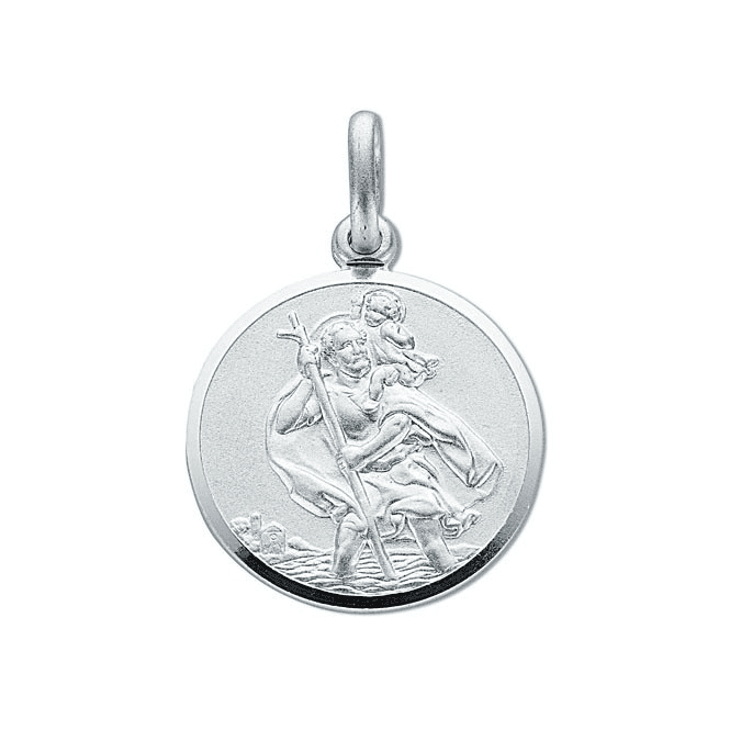 Eternity Sterling Silver Large Round St Christopher Pendant & 18'' Chain