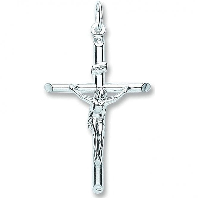 Eternity Sterling Silver Large Tubular Crucifix Pendant & 18