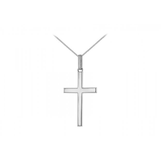 Eternity Sterling Silver Medium Plain Cross Pendant & Chain