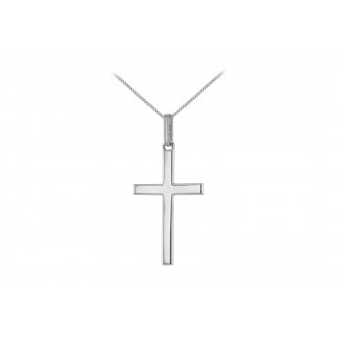 Sterling Silver Medium Plain Cross Pendant & Chain
