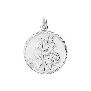 Sterling Silver Medium St Christopher Pendant & 18'' Chain