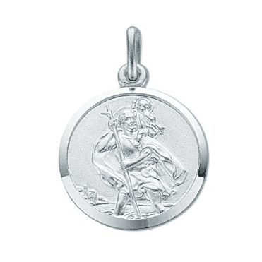 Sterling Silver Medium St Christopher Pendant & 18'' Chain