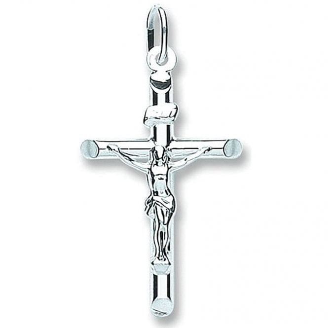 Eternity Sterling Silver Medium Tubular Crucifix & 18