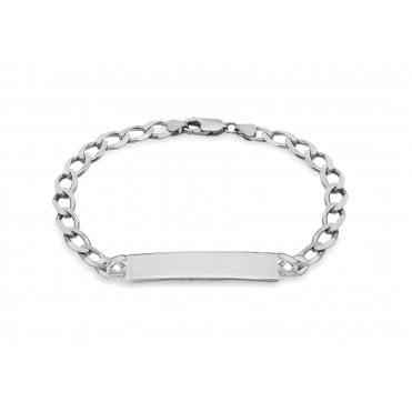 Sterling Silver Mens 8 1/2'' Curb ID Bracelet