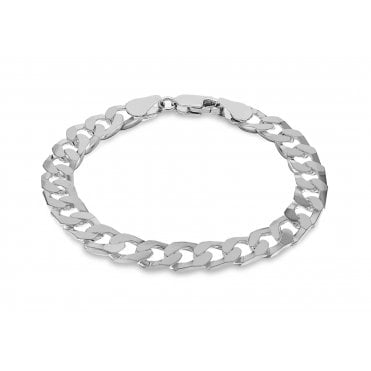 Sterling Silver Mens 8.5" Flat Square Curb Bracelet
