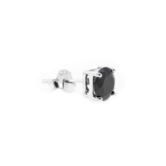 Eternity Sterling Silver Mens Black Round Cubic Zirconia Single Stud Earring