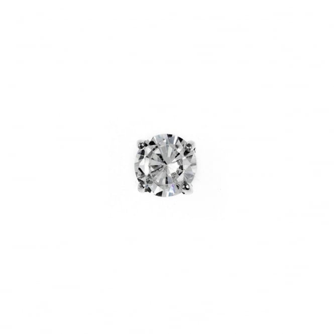 Eternity Sterling Silver Mens Round Cubic Zirconia Single Stud Earring