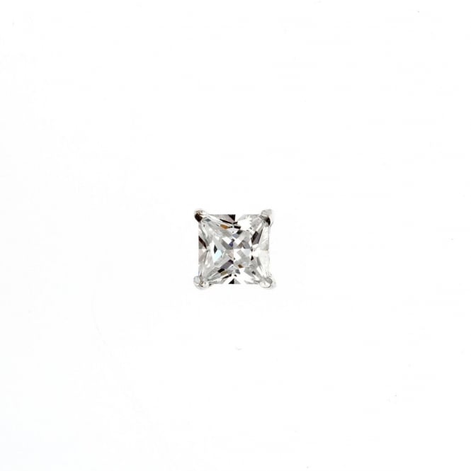 Eternity Sterling Silver Mens Square Cubic Zirconia Single Stud Earring