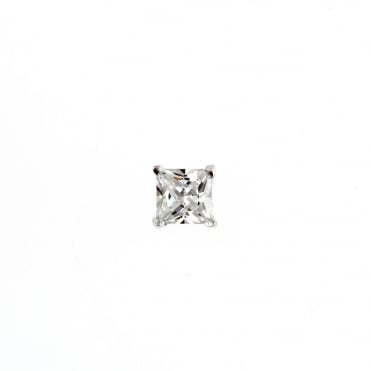 Sterling Silver Mens Square Cubic Zirconia Single Stud Earring