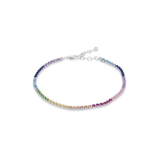 Eternity Sterling Silver Multicolour Cubic Zirconia Rainbow Tennis Bracelet