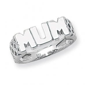 Sterling Silver Mum Ring with Basket Shoulders Size L