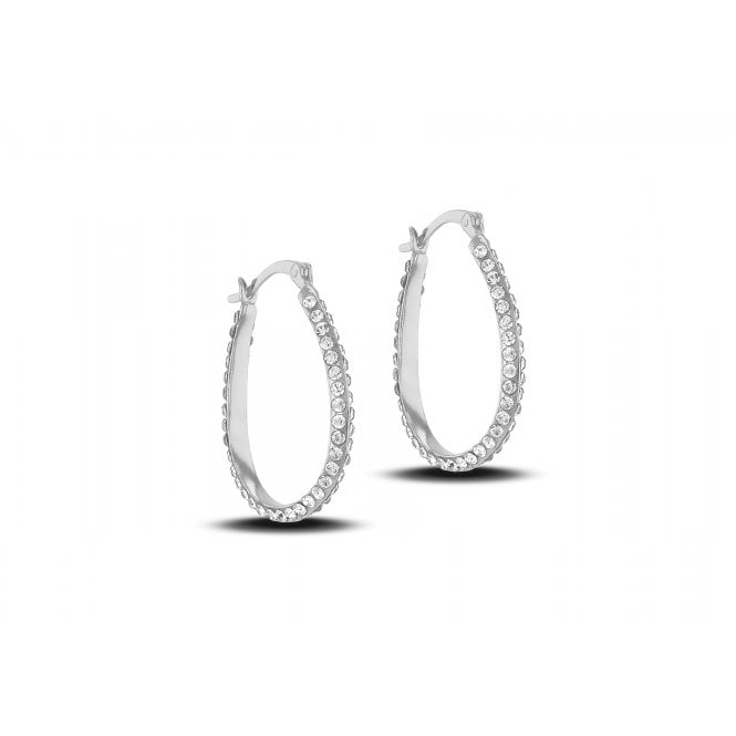 Eternity Sterling Silver Oval Crystal Creole Earrings