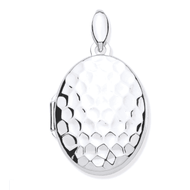 Sterling Silver Oval Hammered Locket & 18" Chain
