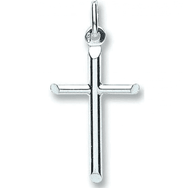 Sterling Silver Plain Tubular Cross Pendant & 18'' Chain